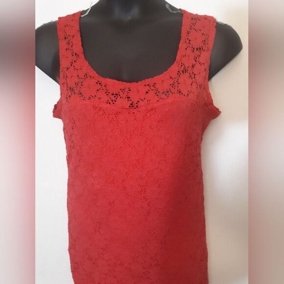 Dots red lace sleeveless dress - Picture 4 of 5